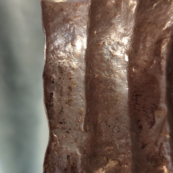 Designer Emmanuelle Duca Sand Cast Sterling Silver Cuff Bracelet - Picture 3 of 4